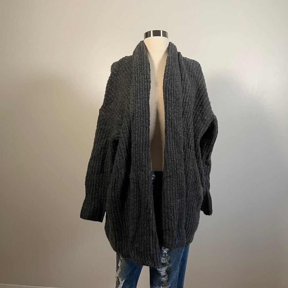 J. Crew • Oversized Ribbed Shawl Cardigan Carbon